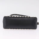 Valentino Shoulder Bag Leather Black Gold Auth 212920-11
