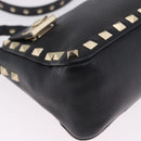 Valentino Shoulder Bag Leather Black Gold Auth 212920-12