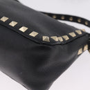 Valentino Shoulder Bag Leather Black Gold Auth 212920-13