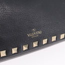 Valentino Shoulder Bag Leather Black Gold Auth 212920-16