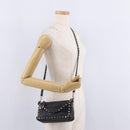Valentino Shoulder Bag Leather Black Gold Auth 212920-25