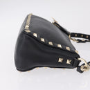 Valentino Shoulder Bag Leather Black Gold Auth 212920-4