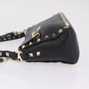 Valentino Shoulder Bag Leather Black Gold Auth 212920-5
