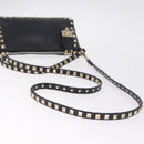 Valentino Shoulder Bag Leather Black Gold Auth 212920-9