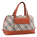 BURBERRY Nova Check Hand Bag Canvas Beige Silver Auth 212921-1