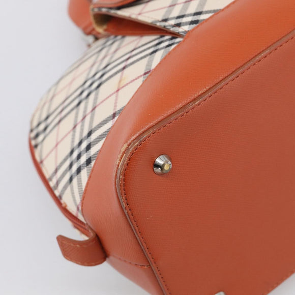 BURBERRY Nova Check Hand Bag Canvas Beige Silver Auth 212921