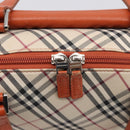 BURBERRY Nova Check Hand Bag Canvas Beige Silver Auth 212921-14