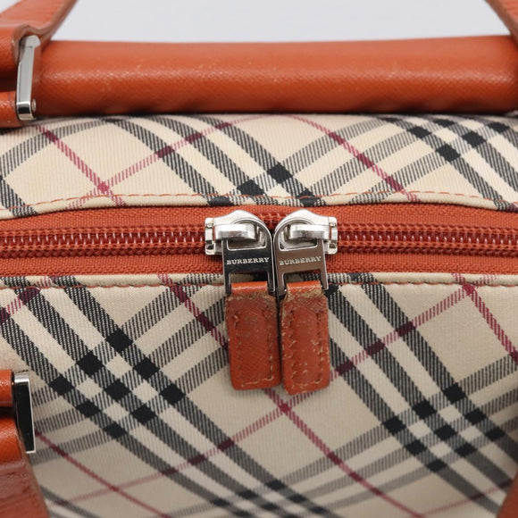 BURBERRY Nova Check Hand Bag Canvas Beige Silver Auth 212921