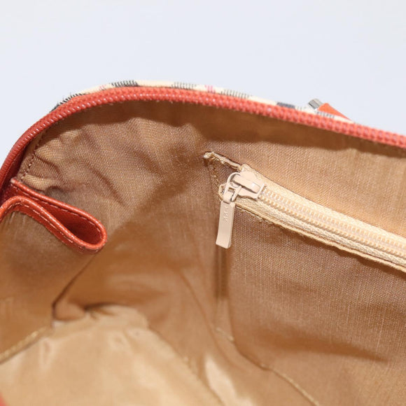 BURBERRY Nova Check Hand Bag Canvas Beige Silver Auth 212921