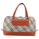 BURBERRY Nova Check Hand Bag Canvas Beige Silver Auth 212921-2
