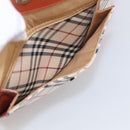BURBERRY Nova Check Hand Bag Canvas Beige Silver Auth 212921-21