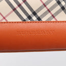 BURBERRY Nova Check Hand Bag Canvas Beige Silver Auth 212921-22