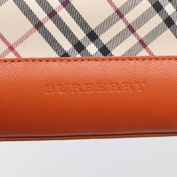 BURBERRY Nova Check Hand Bag Canvas Beige Silver Auth 212921