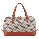 BURBERRY Nova Check Hand Bag Canvas Beige Silver Auth 212921-3