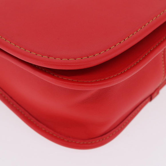 Coach Shoulder Bag Leather Red Silver Auth 212922A