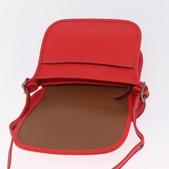 Coach Shoulder Bag Leather Red Silver Auth 212922A