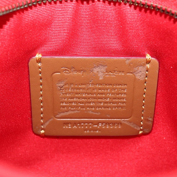 Coach Shoulder Bag Leather Red Silver Auth 212922A