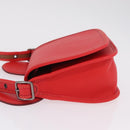 Coach Shoulder Bag Leather Red Silver Auth 212922A-5