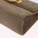 Salvatore Ferragamo Gancini Shoulder Bag Suede Beige Gold Auth 212923-11