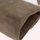 Salvatore Ferragamo Gancini Shoulder Bag Suede Beige Gold Auth 212923-13