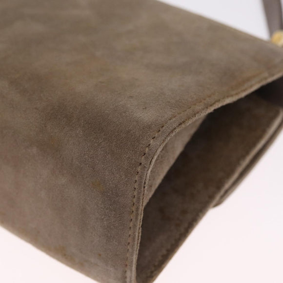 Salvatore Ferragamo Gancini Shoulder Bag Suede Beige Gold Auth 212923