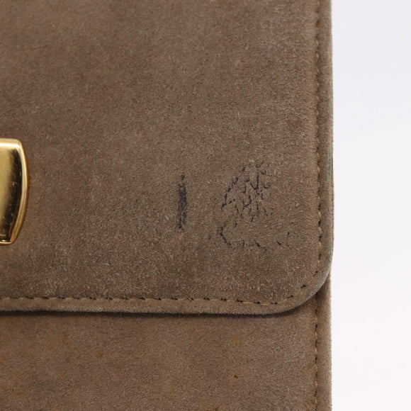 Salvatore Ferragamo Gancini Shoulder Bag Suede Beige Gold Auth 212923