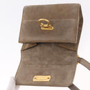 Salvatore Ferragamo Gancini Shoulder Bag Suede Beige Gold Auth 212923-16