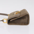 Salvatore Ferragamo Gancini Shoulder Bag Suede Beige Gold Auth 212923-5