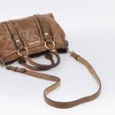 Miu Miu Vitellolux Hand Bag Leather 2way Brown Gold Auth 212924A-10