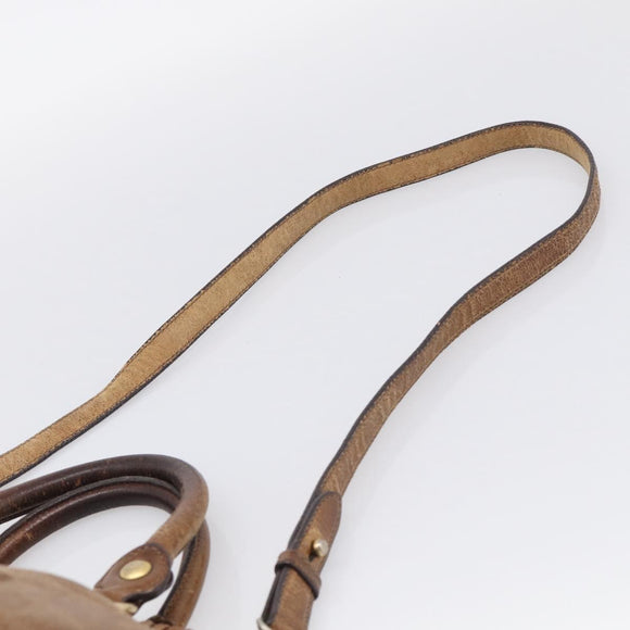Miu Miu Vitellolux Hand Bag Leather 2way Brown Gold Auth 212924A