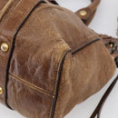 Miu Miu Vitellolux Hand Bag Leather 2way Brown Gold Auth 212924A-13