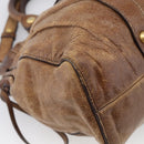 Miu Miu Vitellolux Hand Bag Leather 2way Brown Gold Auth 212924A-14