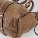 Miu Miu Vitellolux Hand Bag Leather 2way Brown Gold Auth 212924A-15