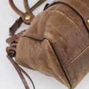 Miu Miu Vitellolux Hand Bag Leather 2way Brown Gold Auth 212924A-16