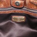 Miu Miu Vitellolux Hand Bag Leather 2way Brown Gold Auth 212924A-17