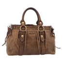 Miu Miu Vitellolux Hand Bag Leather 2way Brown Gold Auth 212924A-2