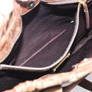 Miu Miu Vitellolux Hand Bag Leather 2way Brown Gold Auth 212924A-22