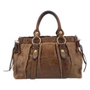 Miu Miu Vitellolux Hand Bag Leather 2way Brown Gold Auth 212924A-3
