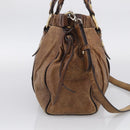 Miu Miu Vitellolux Hand Bag Leather 2way Brown Gold Auth 212924A-4