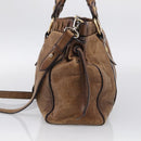 Miu Miu Vitellolux Hand Bag Leather 2way Brown Gold Auth 212924A-5