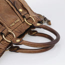 Miu Miu Vitellolux Hand Bag Leather 2way Brown Gold Auth 212924A-7