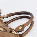 Miu Miu Vitellolux Hand Bag Leather 2way Brown Gold Auth 212924A-9