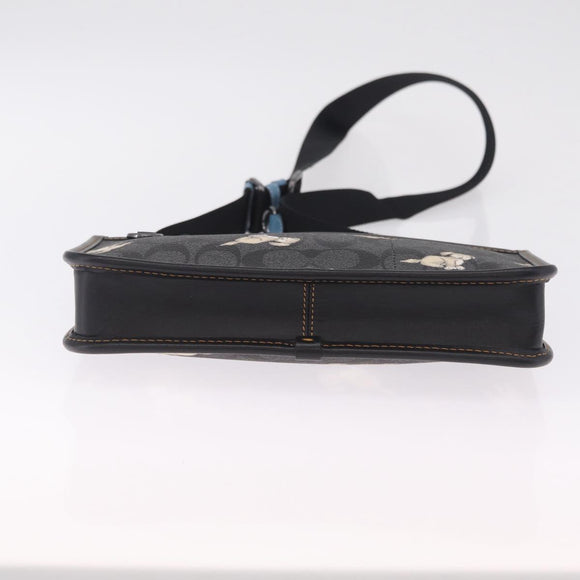 Coach Signature Shoulder Bag PVC Black Auth 212925A