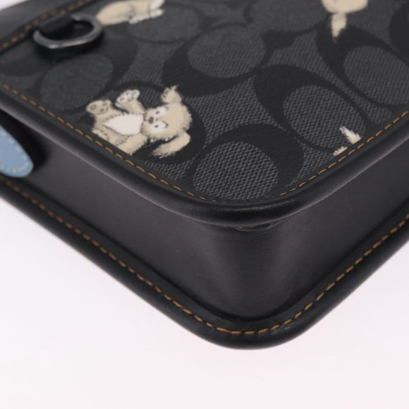 Coach Signature Shoulder Bag PVC Black Auth 212925A