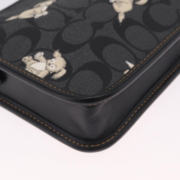 Coach Signature Shoulder Bag PVC Black Auth 212925A