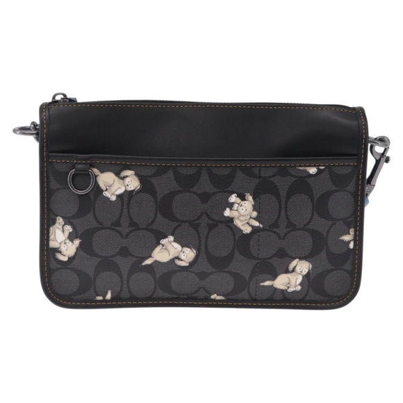 Coach Signature Shoulder Bag PVC Black Auth 212925A