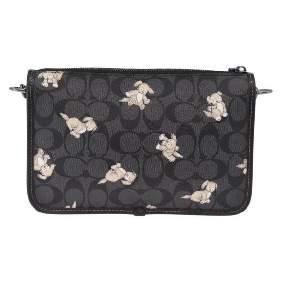Coach Signature Shoulder Bag PVC Black Auth 212925A