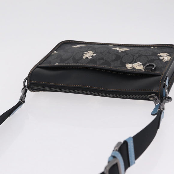 Coach Signature Shoulder Bag PVC Black Auth 212925A