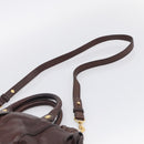 Miu Miu Vitellolux Hand Bag Leather 2way Brown Gold Auth 212926V-10