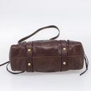Miu Miu Vitellolux Hand Bag Leather 2way Brown Gold Auth 212926V-11